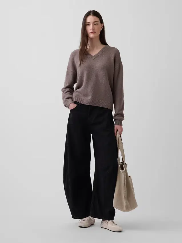 Maglione oversize con scollo a V CashSoft