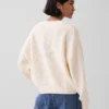Maglione oversize con scollo a V in stile Shaker, 100% cotone