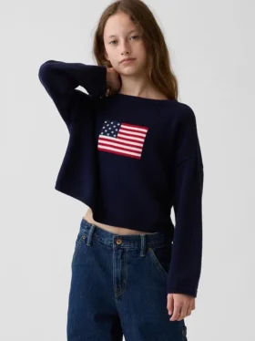 Maglione oversize in maglia all'uncinetto per bambini in stile americano