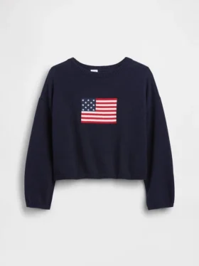 Maglione oversize in maglia all’uncinetto per bambini in stile americano