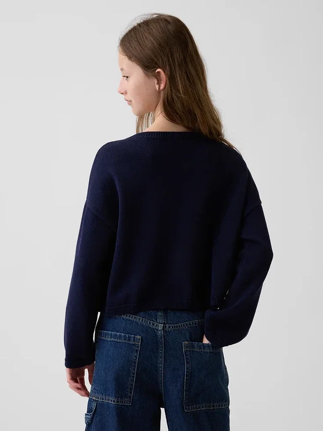 Maglione oversize in maglia all'uncinetto per bambini in stile americano