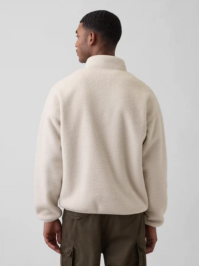 Maglione oversize in sherpa con mezza zip