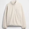Maglione oversize in sherpa con mezza zip