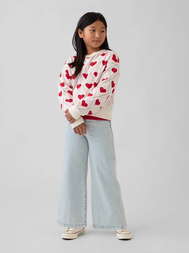 Maglione per bambini con collo rotondo e stampa grafica dal taglio morbido