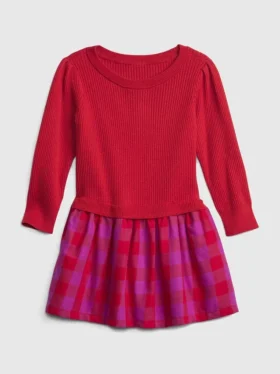 Maglione per bambini in maglia a coste con tessuti misti