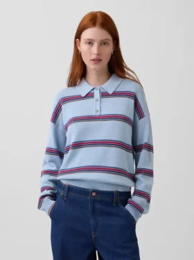 Maglione polo dal taglio morbido in 100% cotone
