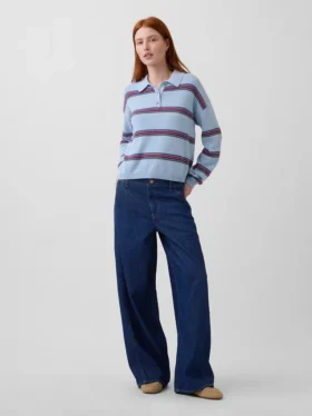 Maglione polo dal taglio morbido in 100% cotone
