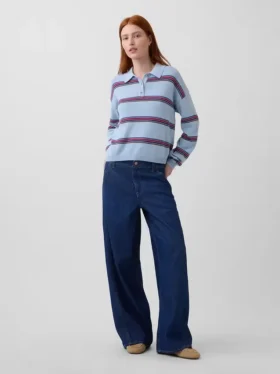Maglione polo dal taglio morbido in 100% cotone