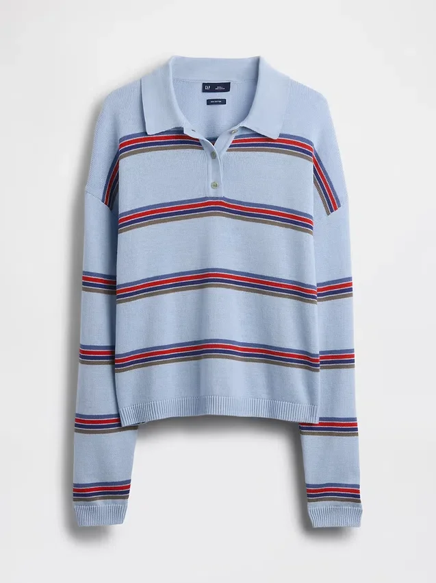 Maglione polo dal taglio morbido in 100% cotone