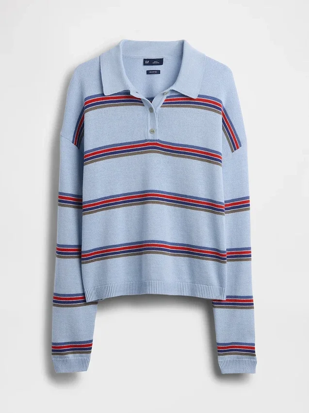 Maglione polo dal taglio morbido in 100% cotone