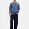 Maglione polo in misto lana merino