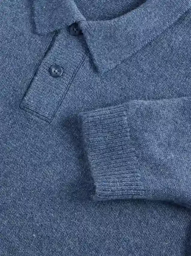 Maglione polo in misto lana merino
