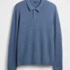 Maglione polo in misto lana merino