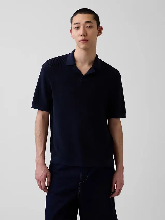 Maglione polo in misto lino