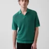 Maglione polo in misto lino