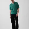 Maglione polo in misto lino