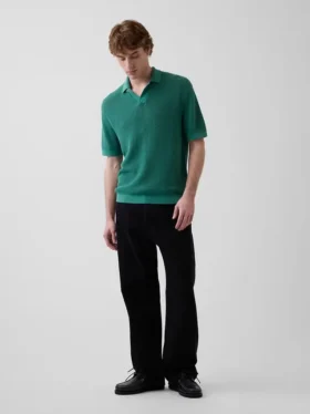 Maglione polo in misto lino