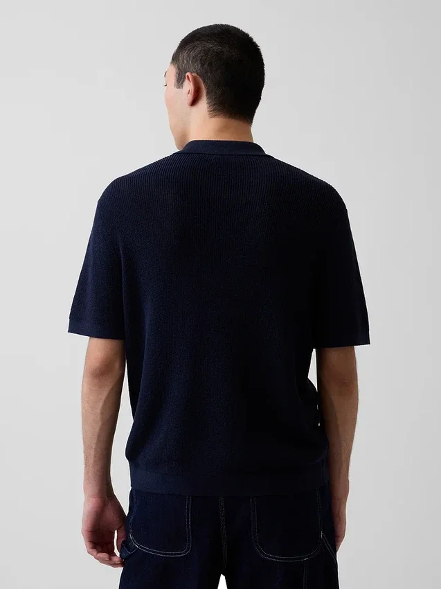 Maglione polo in misto lino