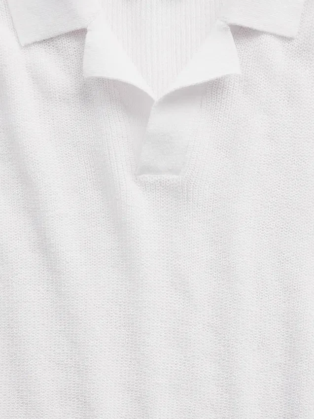Maglione polo in misto lino