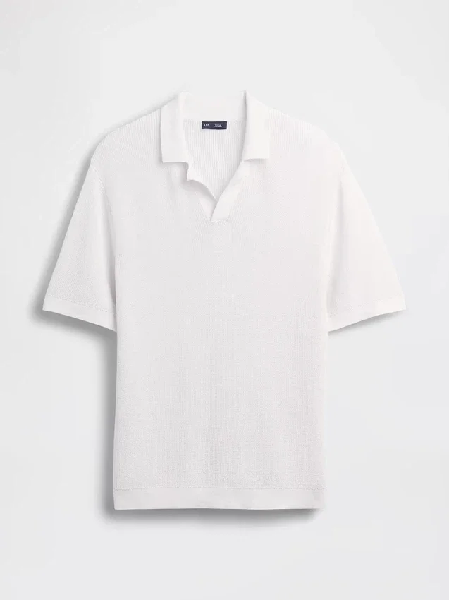 Maglione polo in misto lino