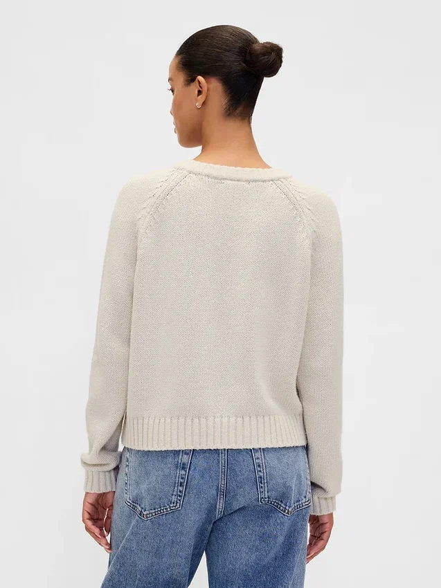 Maglione raglan a girocollo in misto cotone