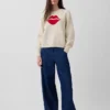 Maglione raglan “Kiss” in 100% cotone