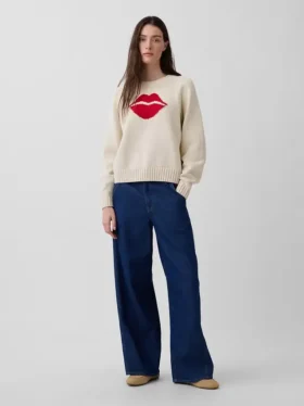 Maglione raglan “Kiss” in 100% cotone