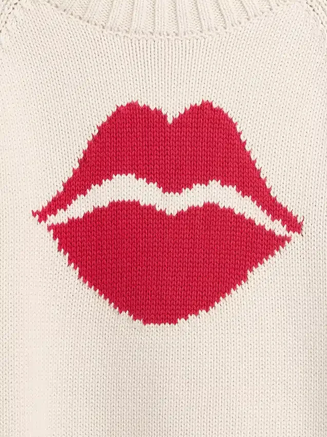 Maglione raglan “Kiss” in 100% cotone