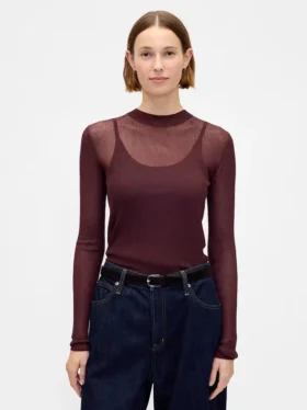 Maglione trasparente a collo alto