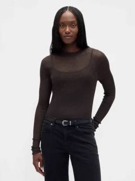 Maglione trasparente a collo alto