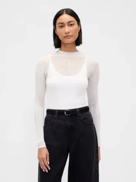 Maglione trasparente a collo alto