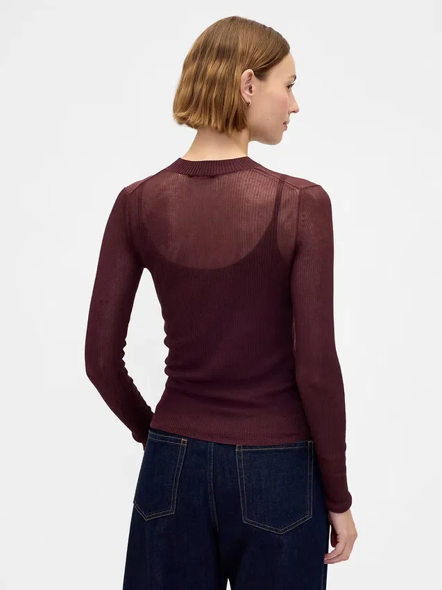 Maglione trasparente a collo alto