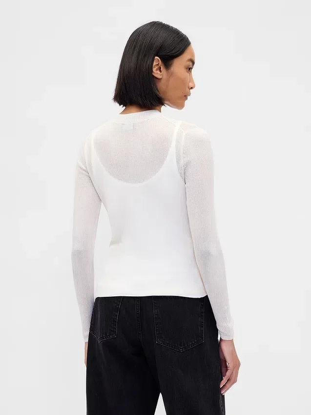 Maglione trasparente a collo alto