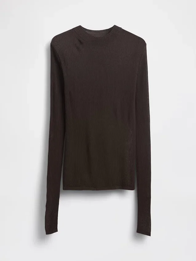 Maglione trasparente a collo alto
