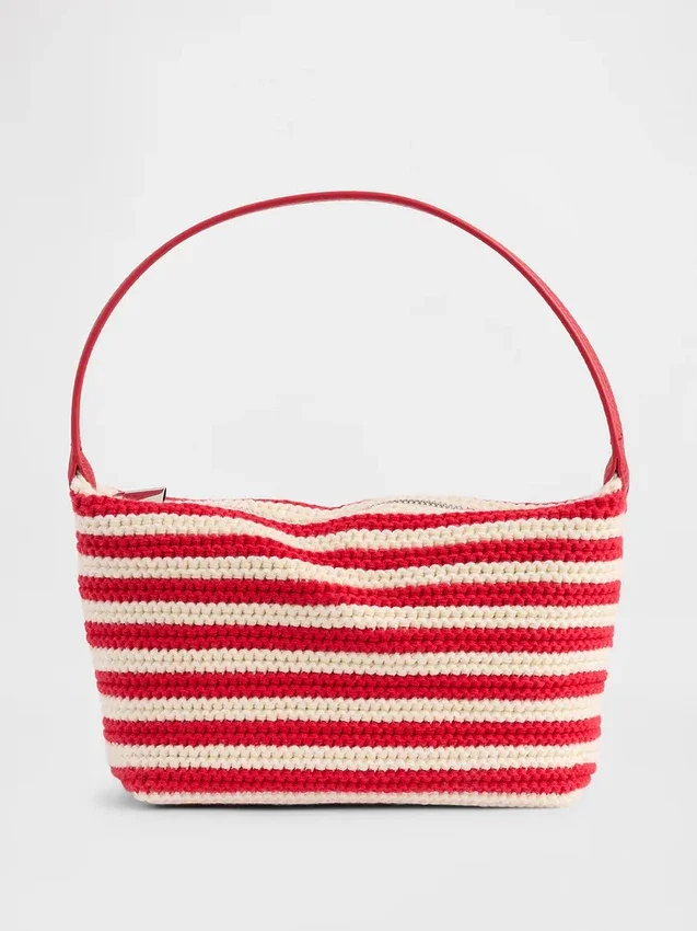 Mini borsa a righe lavorata all’uncinetto