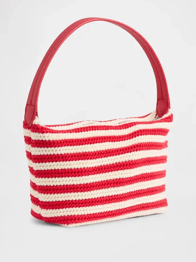 Mini borsa a righe lavorata all’uncinetto