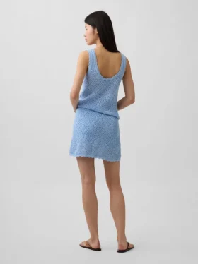 Mini gonna-maglione in cotone 100% con motivo pointelle