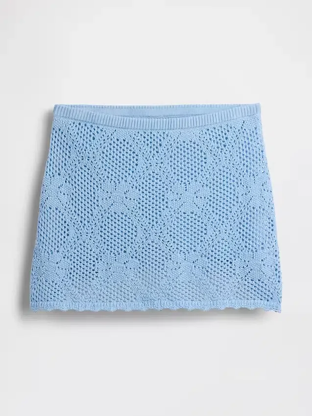 Mini gonna-maglione in cotone 100% con motivo pointelle