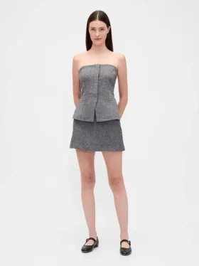 Mini gonna-pantaloncino a spina di pesce