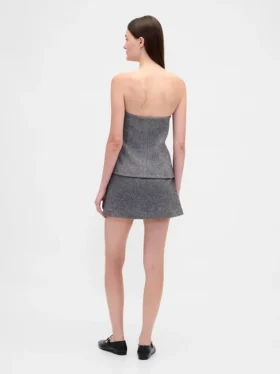 Mini gonna-pantaloncino a spina di pesce