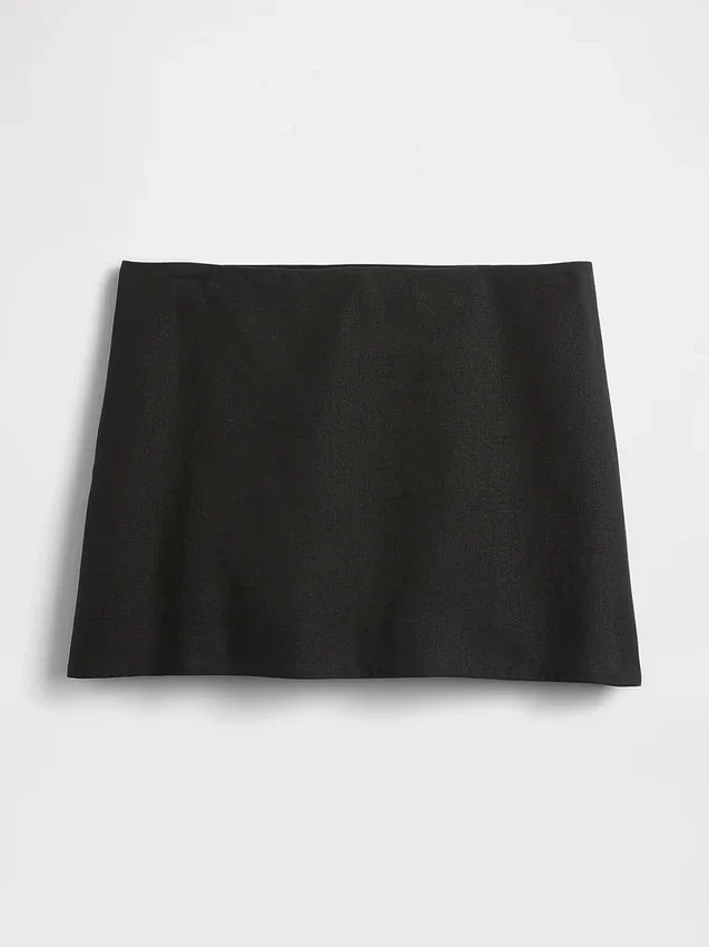 Mini gonna-pantaloncino a vita bassa in misto lino