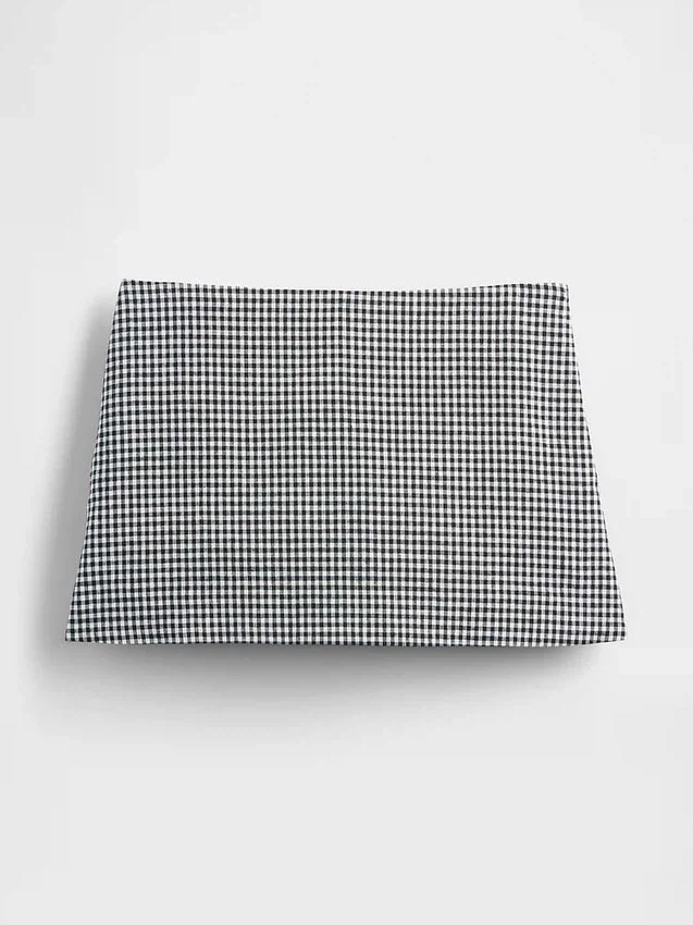 Mini gonna-pantaloncino a vita bassa in misto lino
