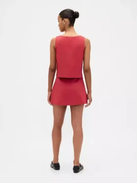 Mini gonna-pantaloncino con bottoni sul davanti in misto lino