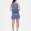 Mini gonna-pantaloncino con bottoni sul davanti in misto lino