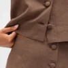 Mini gonna-pantaloncino con bottoni sul davanti in misto lino
