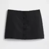 Mini gonna-pantaloncino con bottoni sul davanti in misto lino