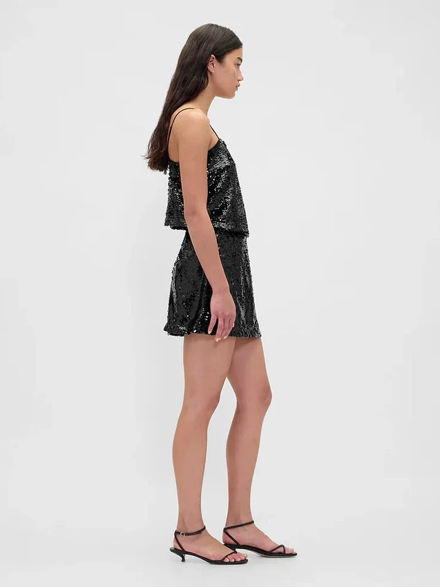 Mini gonna-pantaloncino con paillettes