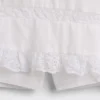 Mini gonna-pantaloncino facile da indossare con bordi in pizzo e pieghe