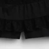Mini gonna-pantaloncino facile da indossare con bordi in pizzo e pieghe