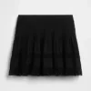 Mini gonna-pantaloncino facile da indossare con bordi in pizzo e pieghe